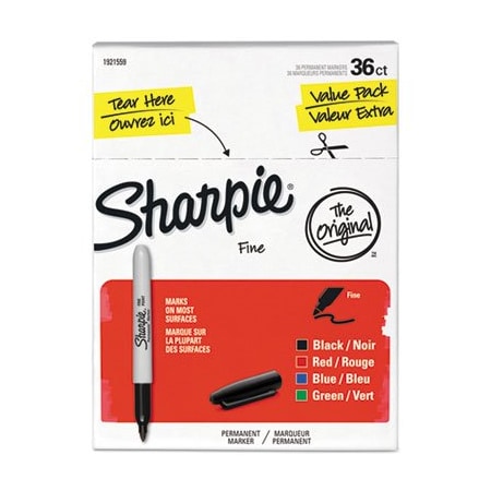 Sanford Permanent Marker, Assorted, Fine Tip, 36 PK 1921559